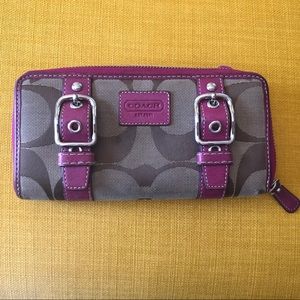 Coach Large Tan with pink leather wallet